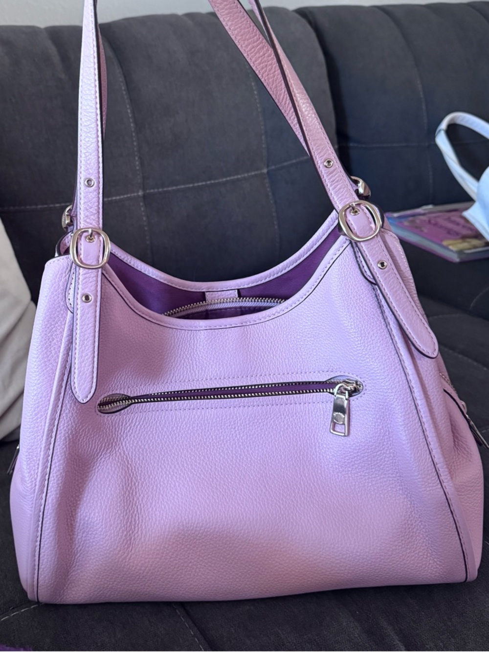 Coach Pink Pebbled Leather Double-Handle Shoulder Bag - Picture 2 of 7